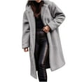 thumbnail image 1 of Winter Warm Sherpa Coats Jackets For Women Plus Size Hooded Faux Fur Solid Color Long Pea Coat Outerwear, 1 of 7