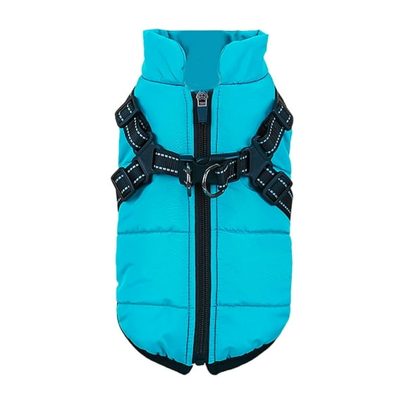 Winter Warm Ski Jacket Vest With Integrated Harness For Dogs And Cats Cold Weather Outdoor Apparel Cozy Pet Clothing
