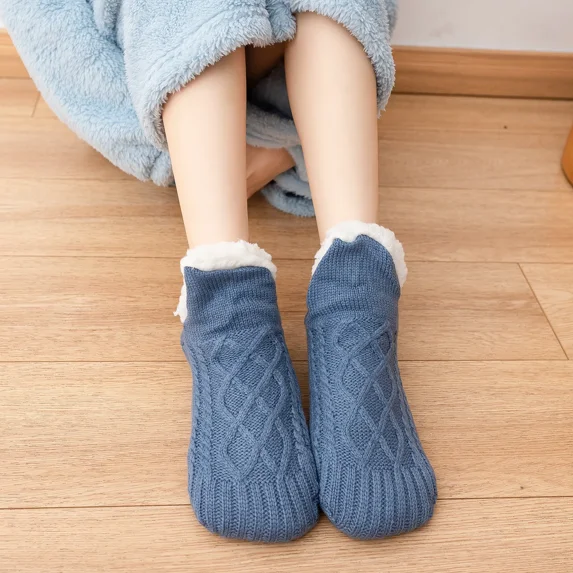 Winter Warm Slippers Socks Indoor Home Floor Sock with Fleece Thickened Men's Socks Winter Warm Dormitory Sleeping Sock Non-slip