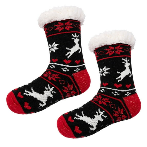 Winter Warm Socks Winter Thickened Velvet Unisex Long Christmas Cartoon Deer Floor Socks Winter Warm Socks