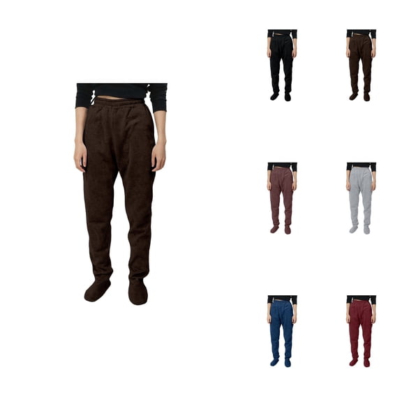 Winter Warm Soft High Waist Elastic Sweatpants with Pockets for Home Indoor Relaxation â Footed Lined Drawstring Jogger Lounge Pants for Women