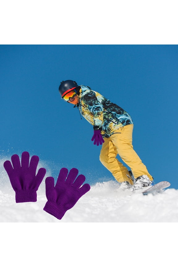 Winter Warm Solid Color Knitted Minors Gloves, Split Finger Design for Flexible Play and Writing, Indoor Outdoor Cold Weather Hand Protection, Seasonal Holiday Gift for Juniors Comfortable, AESTIVO