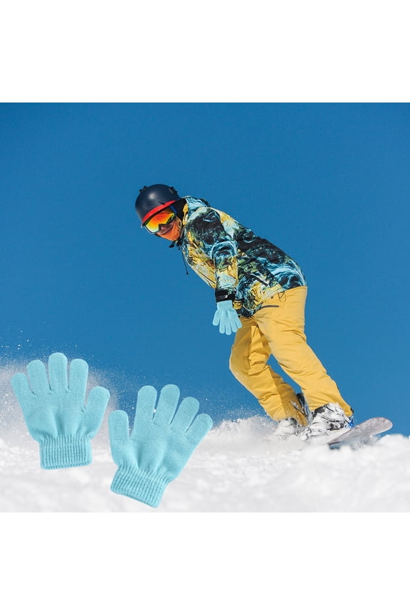 Winter Warm Solid Color Knitted Minors Gloves, Split Finger Design for Flexible Play and Writing, Indoor Outdoor Cold Weather Hand Protection, Seasonal Holiday Gift for Juniors Comfortable, AESTIVO
