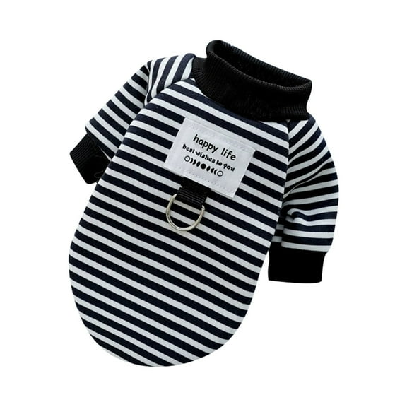 Winter Warm Striped Sweater with Leash Hook for Small Medium Cats Pet Clothing Cozy Winter Knit Top Indoor Outdoor Apparel for Furry