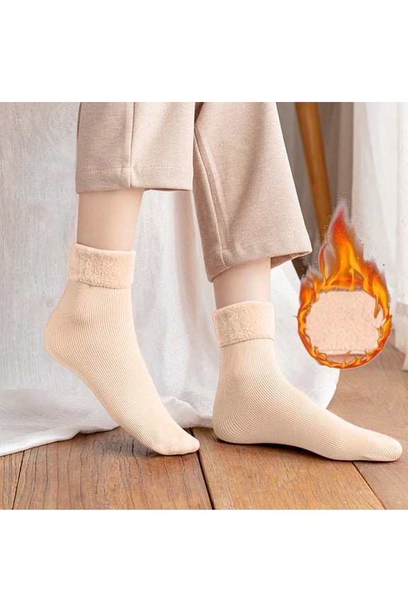 Winter Warm Thermal Socks For Men Women Extra Thick Insulated Heated Crew Boot Socks For Extreme Cold Weather, Beige