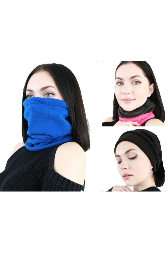 Winter Warm Thermal Warm Fleece Neck Gaiter - Multi 20 in 1 Headgear Face Covering - Neck Warmer Ski Balaclava Hat Scarf Face Covering - Blue