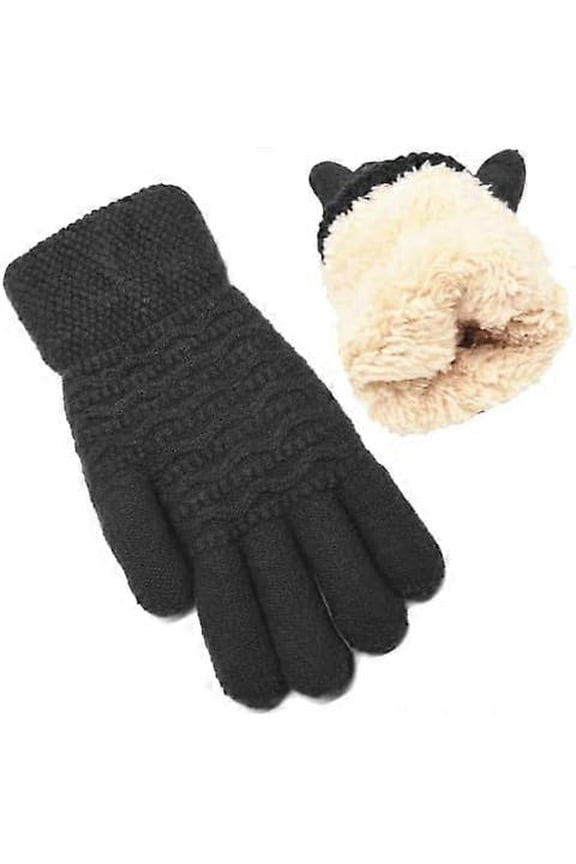 Winter Warm Touch Screen Gloves Womens Thermal Cable Knit Wool Fleece Lined Glove For Cold Weather