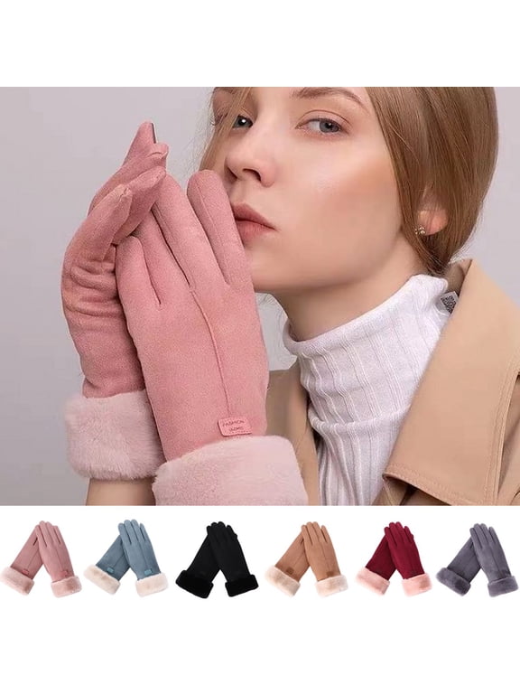 Winter Warm Touchscreen Gloves Women's Fleece Lining Texting Gloves Fuzzy Thermal Soft Winter Gloves for Skiing