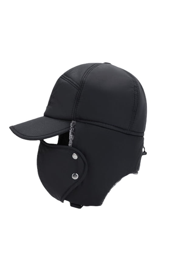 Winter Warm Trapper Hat Cozy Furry Pilot Hat with RemovableMask, Earflap & Wide Brim Baseball Cap Trooper Hat