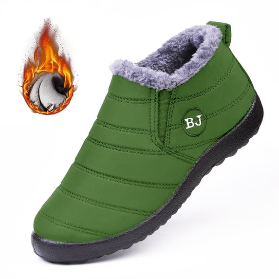 Winter Warm Unisex Cotton Boots Soft Sole Waterproof Cotton Shoes Snow Boots for Home and Outdoor Use (Army green,11.5)