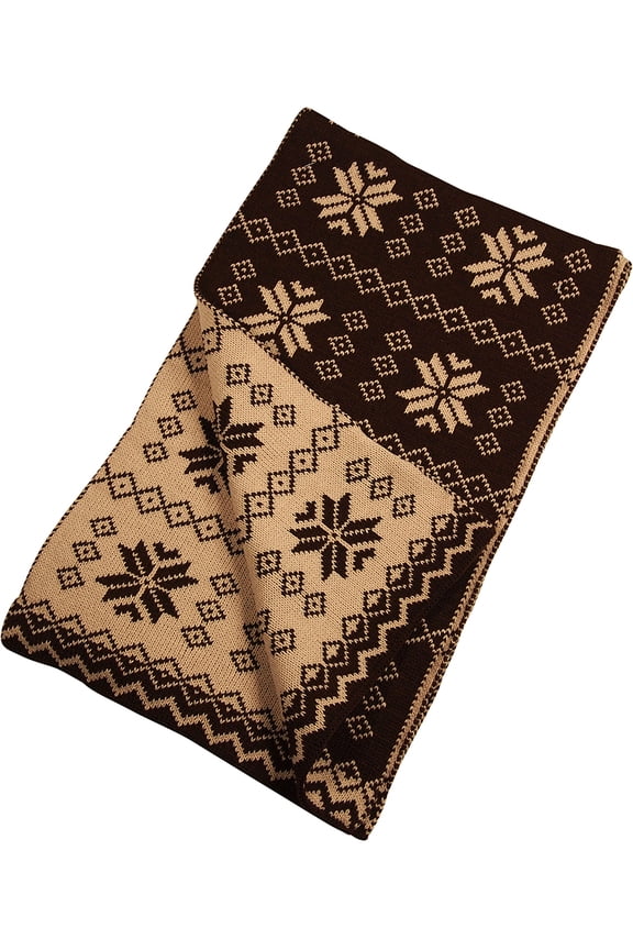 - Ladies Reversible Snowflake Scarf 33766-onesize (Brown-Tan)