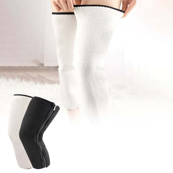 Winter Warm Velvet Knee Sleeves Double Layer Thick Leg Imitation Sheep Cover Full Surround Soft Zipper Pads for Cold Weather