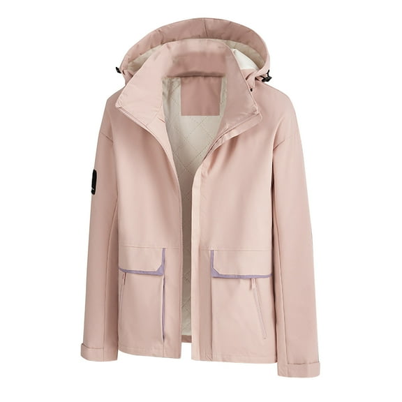 Winter Warm Windproof Jackets for Womens Men's And Women's Cotton Jackets, Outdoor Plush And Thick Pockets, Zippered Jackets, And Windproof Long Sleeved Hooded Casual Jackets