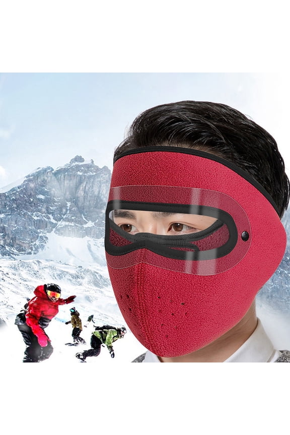 Winter Warm Windproof Mask for Men & Women - Outdoor Cycling, Skiing, Cold Weather Face Cover with Clear Eye Shield, Washable