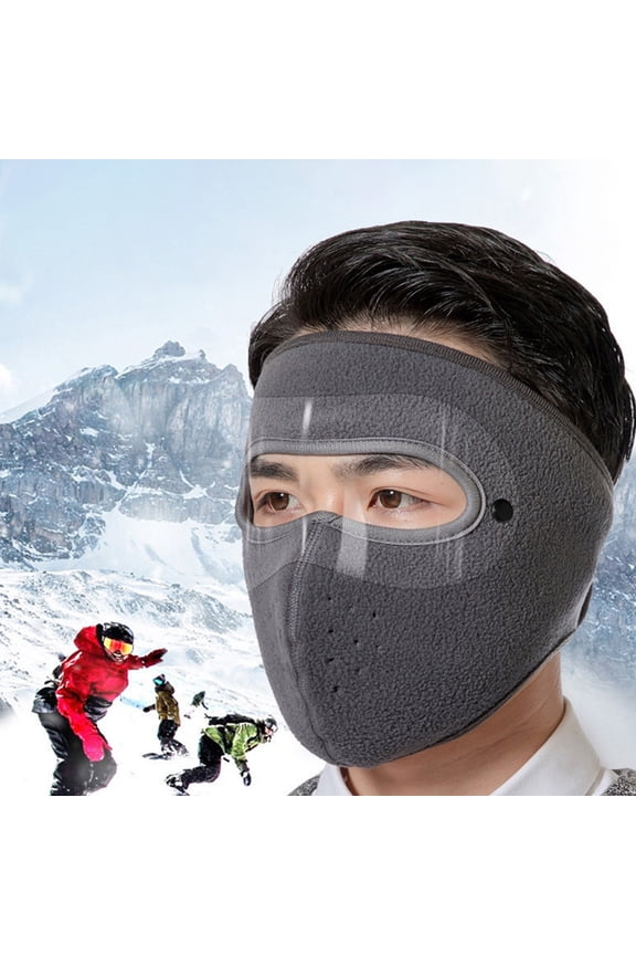 Winter Warm Windproof Mask for Men & Women - Outdoor Cycling, Skiing, Cold Weather Face Cover with Clear Eye Shield, Washable