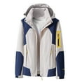 thumbnail image 1 of Winter Warm Windproof Zip Up Jackets for Womens Fashion Comfortable Casual Color Block Interchange Jacket Drawstring Pocket Long Sleeve Hooded Casual Outwear Jackets, 1 of 2