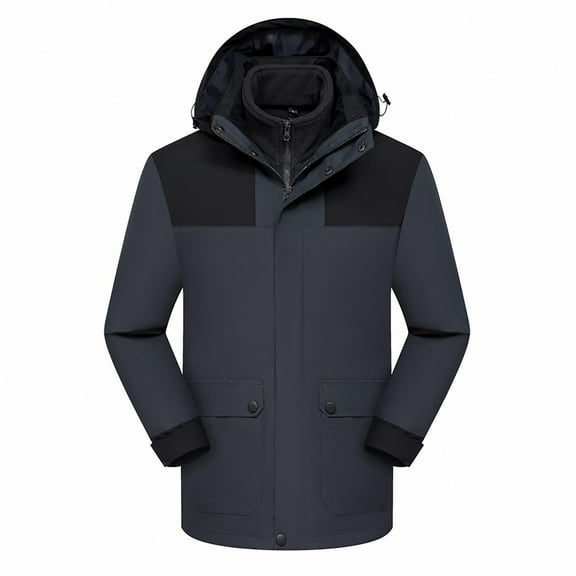 Winter Warm Windproof Zip Up Jackets for Womens Men And Women Couple Style Sprinting Suit Three In One Or Two Outdoor Ski Riding Suit Hooded Warm Coat