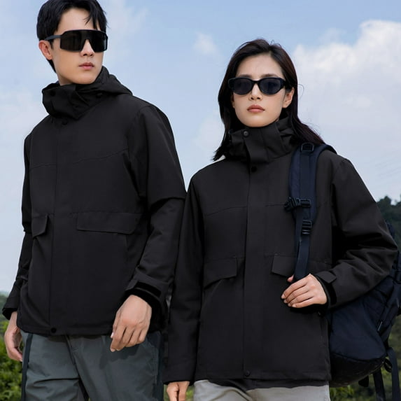 Winter Warm Windproof Zip Up Jackets for Womens Warm Outdoor Leisure Charge Coat Men's And Women's Windproof And Rainproof Mountaineering Suit Group Purchase Work Suit