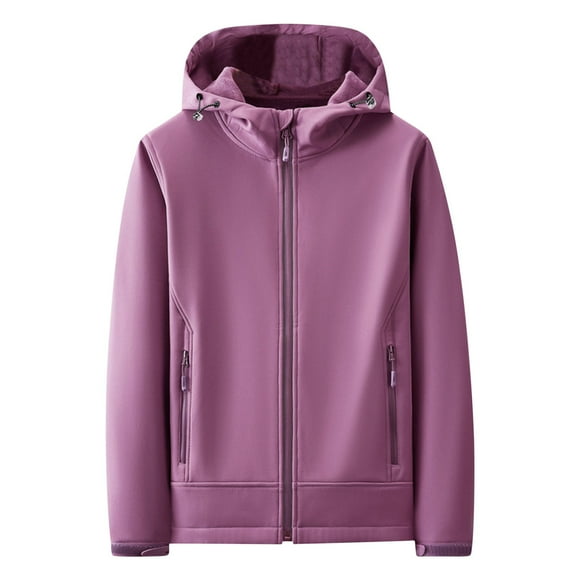 Winter Warm Windproof Zip Up Jackets for Womens Soft Charge Coat Windproof Plush Thickened Warm Hooded Windproof Coat