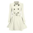 thumbnail image 1 of Winter Warm Women Buttons Woolen Coat Trench Jacket Belt Overcoat Outwear, 1 of 4