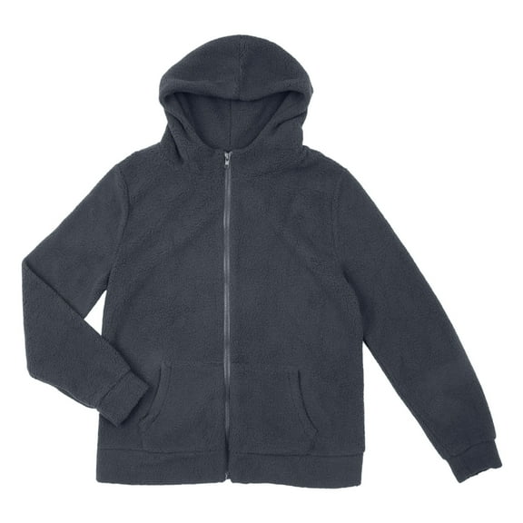 Winter Warm Women Fleece Hooded Sweatshirt Lightweight Full Zip Long Sleeve Fuzzy Jackets with Large Front Pockets