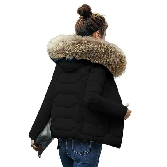 Winter Warm Women Jacket Coat Lightweight Fleece Hooded Coat Short Winter Warm Thermal Jacket With Zipper Pockets For Outdoor Activities Soft Comfortable Long Sleeve Hooded Jacket For Women