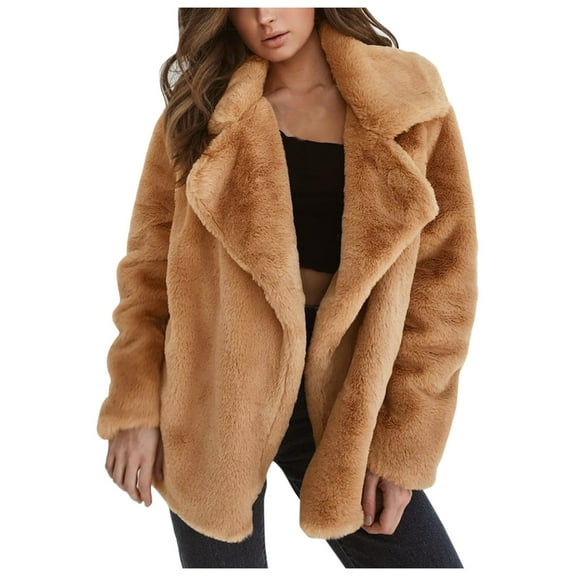 Winter Warm Women Jacket Coat Women Autumn And Winter Cardigan Long-sleeved Lapel Double-faced Fleece Casual Solid Color Coat Soft Comfortable Long Sleeve Hooded Jacket For Women