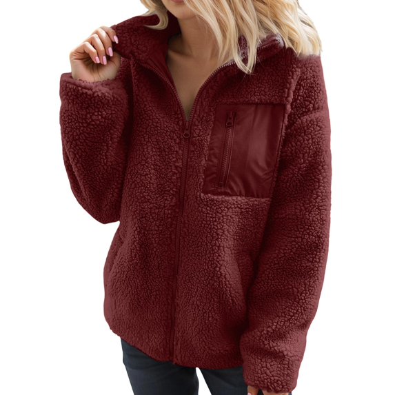 Winter Warm Women Jacket Coat Women's Autumn And Winter Jacket Warm Long Sleeve Polar Jacket Zipper With Pockets Soft Comfortable Long Sleeve Hooded Jacket For Women