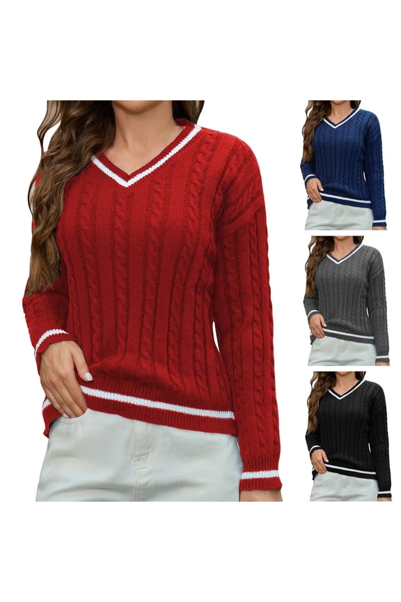 Winter Warm Women's V Neck Long Sleeve Top Blouse Shirt Thermal Loose Fit Casual Fashion Solid Color Cold Weather Essential | CSEONE,Black L