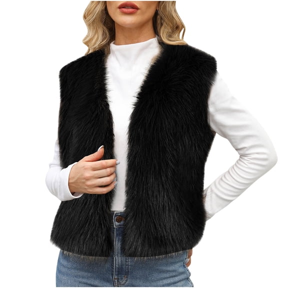 Winter Warm Women's Warm Jacket - Solid Color Short Length Round Neck, Soft Trendy Outerwear Perfect for Daily Wear & Weekend Trips Black M