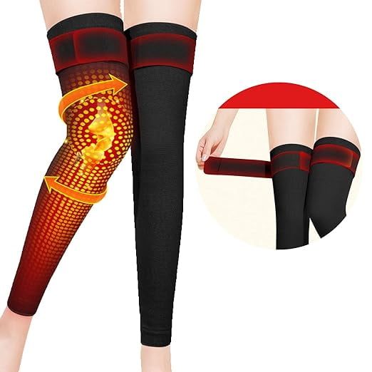 Winter Warm Wormwood Self Heating Knee Brace Sleeve Thermal Support Cotton Leg Warmer Knee Pads Cold Protector, Heated Massager Knee Wrap for Joint Pain Relief (black-L)