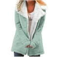 thumbnail image 1 of Winter Warm Zip Up Jackets for Womens Fashion Plus Size Casual Composite Plush Button Lapels Jacket Outwear Long Sleeve Hoodless Coat Gifts for Womens, 1 of 5