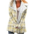 thumbnail image 1 of Winter Warm Zip Up Jackets for Womens Fashion Plus Size Plaid Printed Fashionable Long Sleeved Pocket Composite Plush Button Coat Gifts for Womens, 1 of 5