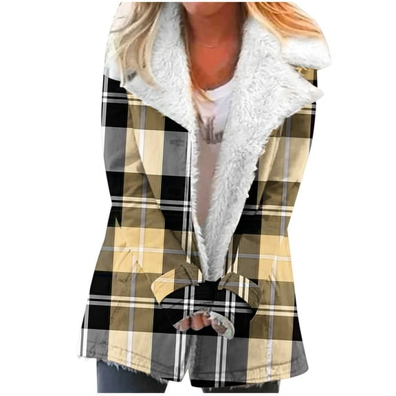 Winter Warm Zip Up Caots for Womens Fashion Plus Size Composite Plush Button Lapels Jacket Outwear Coat