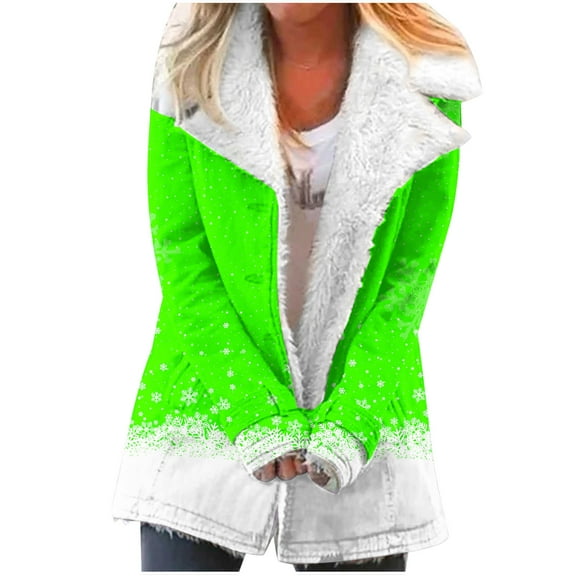 Winter Warm Zip Up Caots for Womens Fashion Plus Size Composite Plush Button Lapels Jacket Outwear Coat