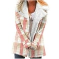 thumbnail image 1 of Winter Warm Zip Up Caots for Womens Fashion Plus Size Plaid Printed Fashionable Long Sleeved Pocket Composite Plush Button Coat, 1 of 5