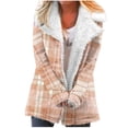 thumbnail image 1 of Winter Warm Zip Up Caots for Womens Fashion Plus Size Plaid Printed Fashionable Long Sleeved Pocket Composite Plush Button Coat, 1 of 5