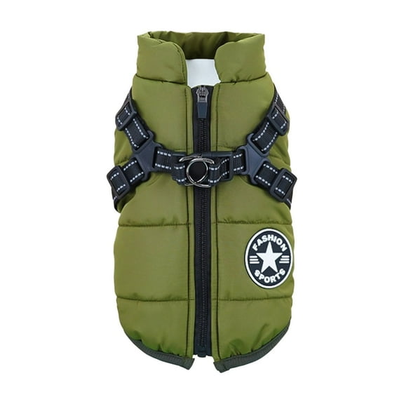 Winter Warmth Essential Thickened Cotton Pet Jacket, One-Piece Leash Buckle Design For Dogs Cats, Breathable Wear-Resistant Cold Weather Outfit, Easy On Off Zipper & Elasticated