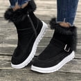 thumbnail image 1 of Winter Warmth Faux Fur Snow Boots Women 2024 Faux Suede Warm Plush Ankle Boots Woman Lightweight Non Slip Cotton Shoes Plus Size (Black,43), 1 of 6