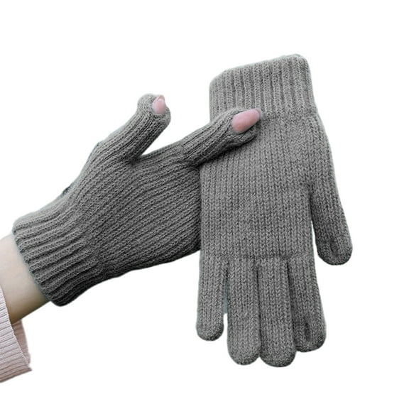 Winter Warmth Gloves With Screen Touch Finger Hole Fleece Lining Hand Glvoes For Women Daily Indoor Outdoor Wear