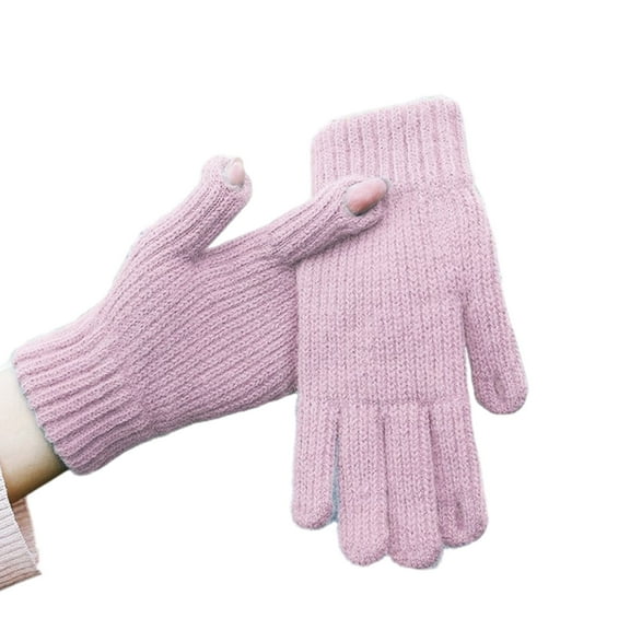Winter Warmth Gloves With Screen Touch Finger Hole Fleece Lining Hand Glvoes For Women Daily Indoor Outdoor Wear