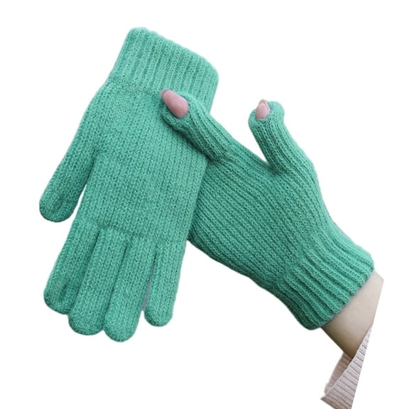 Winter Warmth Gloves With Screen Touch Finger Hole Fleece Lining Hand Glvoes For Women Daily Indoor Outdoor Wear