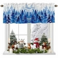 thumbnail image 1 of Winter Watercolor Blue Trees Valances for Windows, 42 x 18in, Snowflake Plant Christmas Gradient Rod Pocket Kitchen Valance Curtain Light Filtering Window Treatments for Living Room Bedroom, 1 Panel, 1 of 7