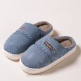 thumbnail image 1 of Winter Waterproof Cloth Indoor Mules Couple Non-slip Slides Warm Fluffy Slippers for Women Men Ladies Home Casual Cotton Shoes (Blue,42-43), 1 of 7