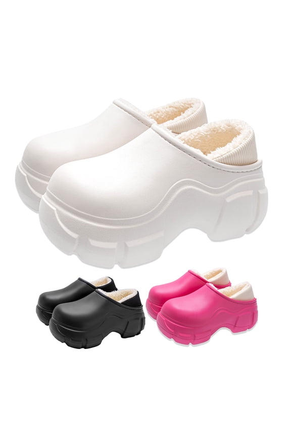 Winter Waterproof EVA Clogs For Women With Fleece Lining - Indoor Outdoor Warm House Slippers, Thick Platform Garden Shoes, Fuzzy Slip-On Slippers For Home Fleece Lined Clogs