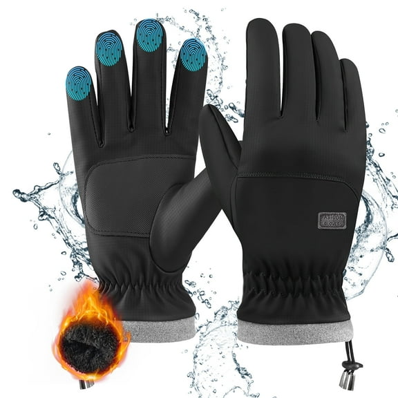 Winter Waterproof Gloves for Men Women, Warm Windproof Ski Gloves with Thermal Lining, Touchscreen & Anti-Slip Grip for Cold Weather, Driving, Cycling & Outdoor Work (Large)