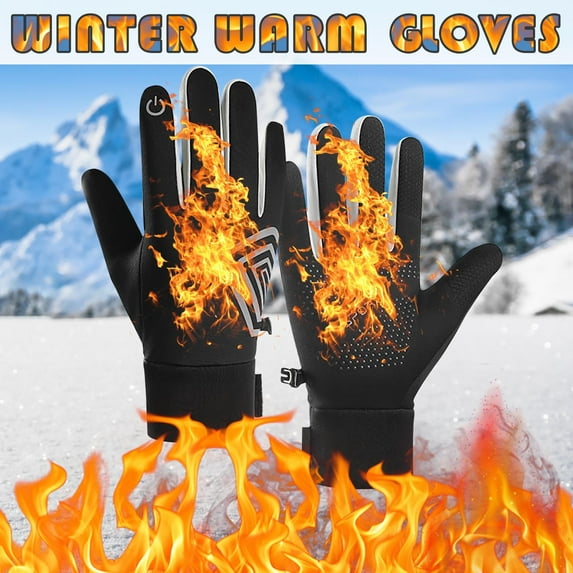 Winter Waterproof Gloves for Men Women, Waterproof Windproof Anti-Slip 13 Fingers Touch Screen Gloves with Thermal Lining for Cold Weather Motorcycle Driving Cycling Skiing Snowboarding Walking