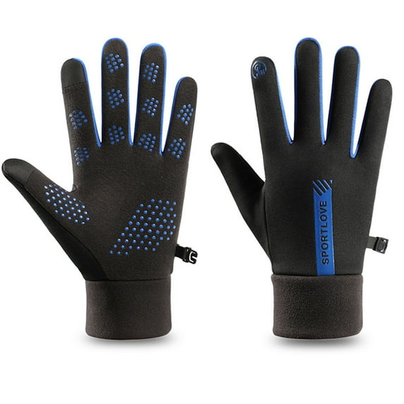 Winter Waterproof Men's Gloves Touchscreen Windproof Sports Fishing Driving Motorcycle Ski Non-slip Warm Cycling Women Gloves (Blue)