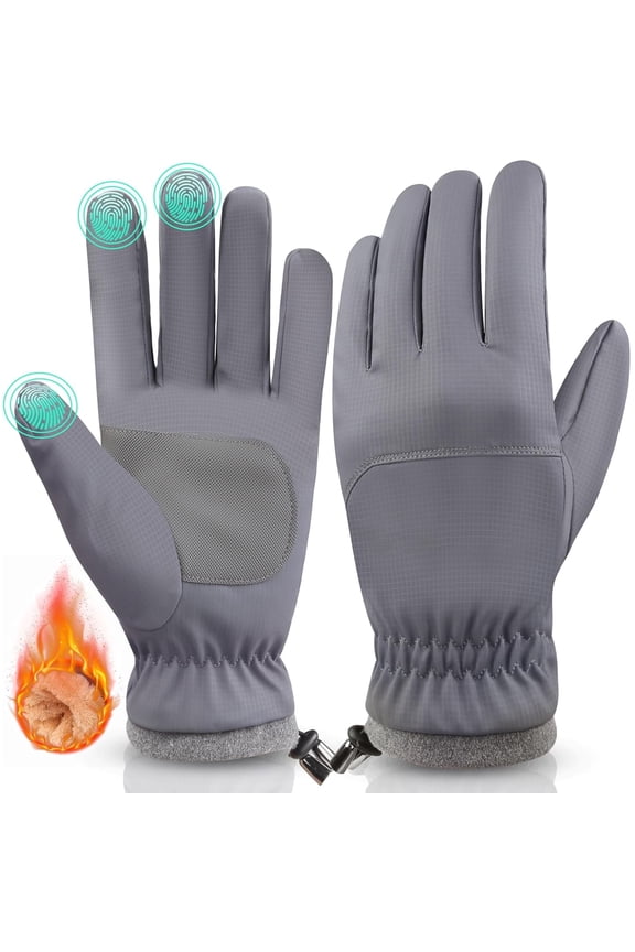 Winter Waterproof Ski Gloves Men Women, Snow Warm Cycling Cold Weather, Driving Biking Running(Grey,1 Pair)