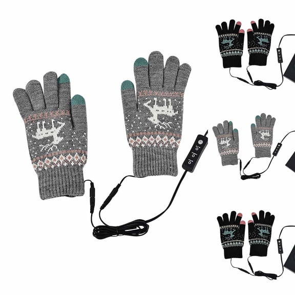 Winter Waterproof Ski Snow Warm Gloves for Women Men Winter Christmas Print Gloves Heated And Warm Gloves All Finger Adjustable Temperature Heating Gloves Removable And Washable Christmas Gift